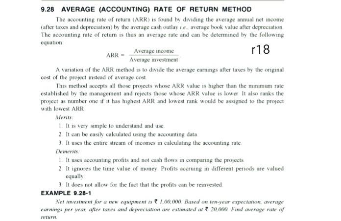 Solved 9.28 AVERAGE (ACCOUNTING) RATE OF RETURN METHOD The | Chegg.com