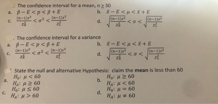 Solved The Confidence Interval For A Mean N A P E Chegg Com