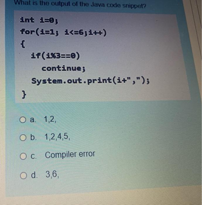 Solved a. 1,2 , b. 1,2,4,5, c. Compiler error d. 3,6 , | Chegg.com