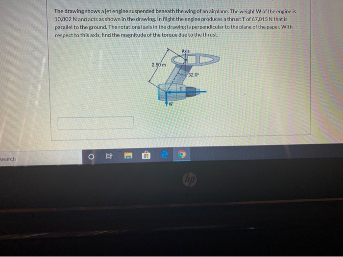 Solved The drawing shows a jet engine suspended beneath the | Chegg.com