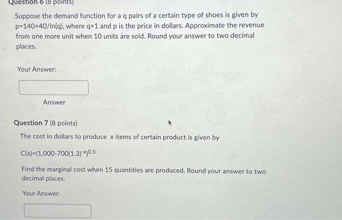 Solved Suppose the demand function for a q pairs of a | Chegg.com