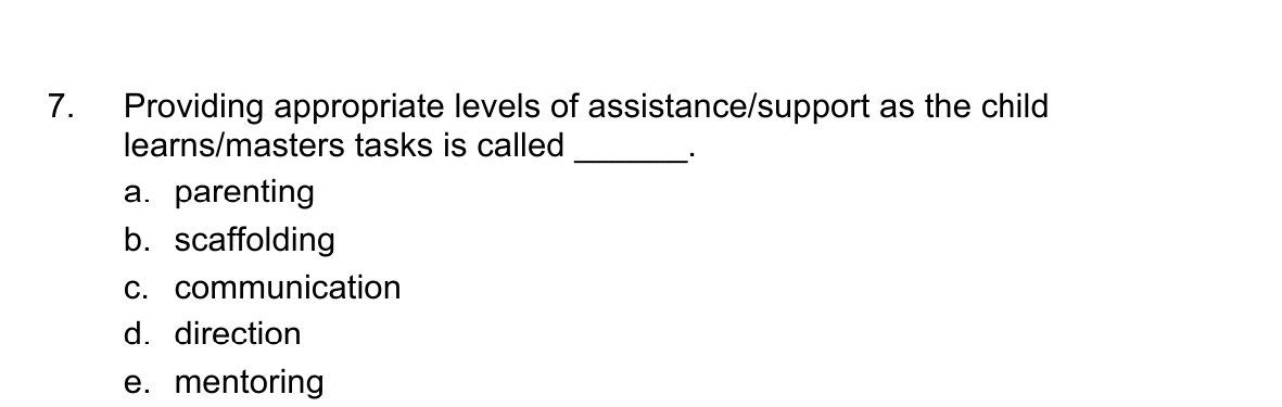 Solved Providing appropriate levels of assistance/support as | Chegg.com