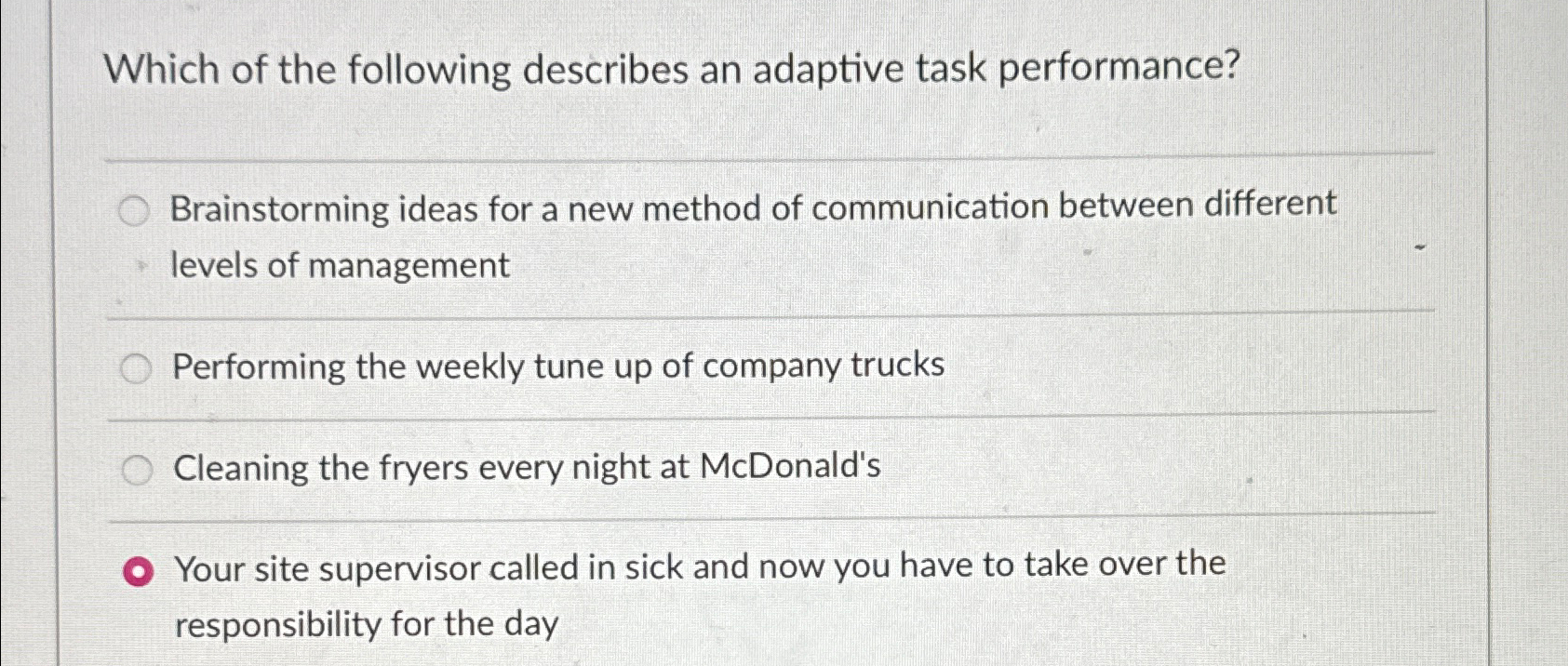 Solved Which of the following describes an adaptive task | Chegg.com
