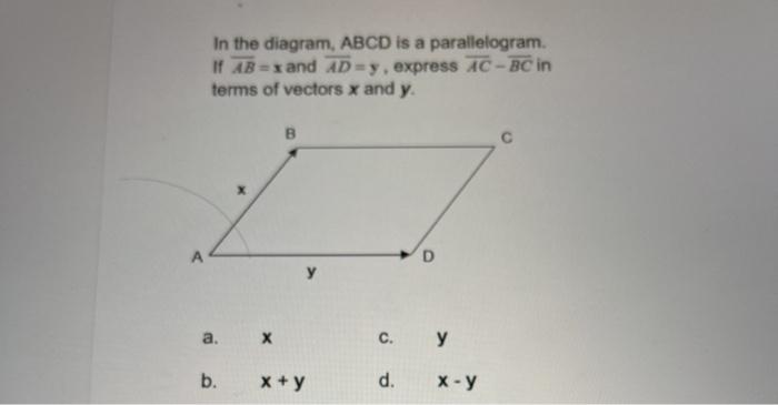 Solved In The Diagram, ABCD Is A Parallelogram. If AB = X | Chegg.com