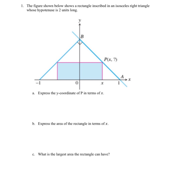area of isosceles right triangle in terms of hypotenuse