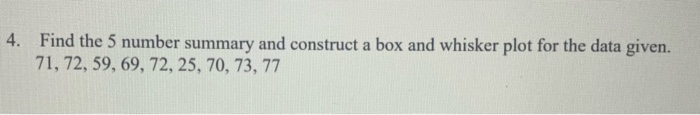 Solved 4. Find the 5 number summary and construct a box and | Chegg.com