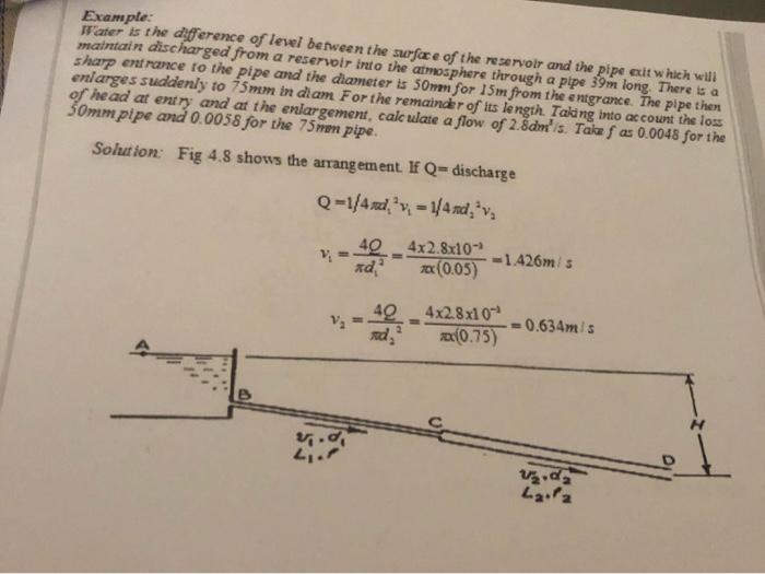 Solved Example: Water is the difference of level between the | Chegg.com