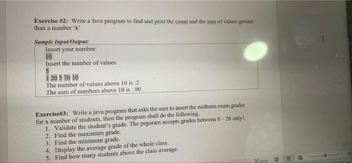 Solved Exercise #2: Write a Java program to find and print | Chegg.com