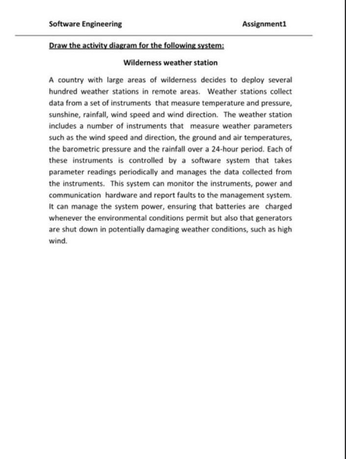 Solved Draw the activity diagram for the following system