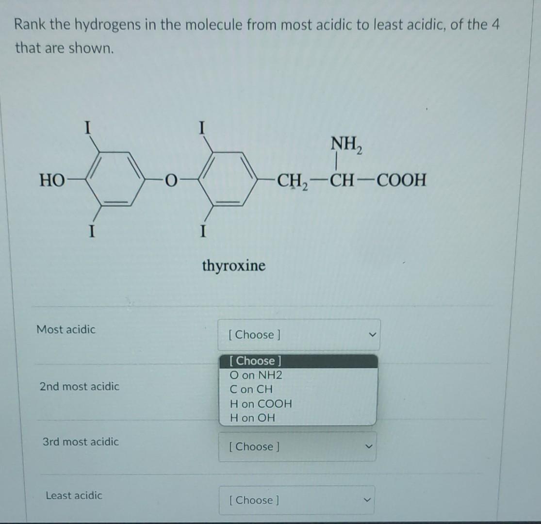 Solved Rank The Hydrogens In The Molecule From Most Acidic Chegg