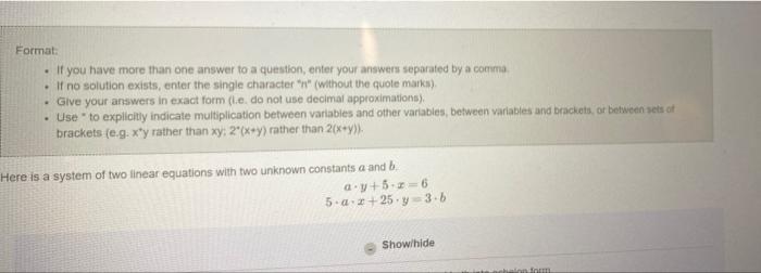 Solved Format: • If you have more than one answer to a | Chegg.com