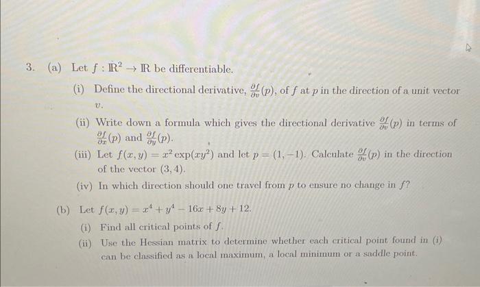 Solved A Let F R2→r Be Differentiable I Define The