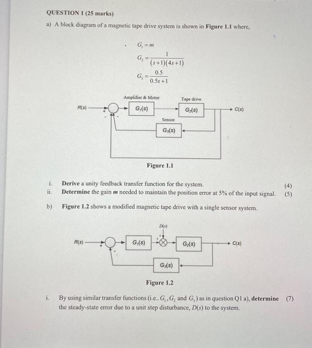 Solved a) A block diagram of a tape drive system is