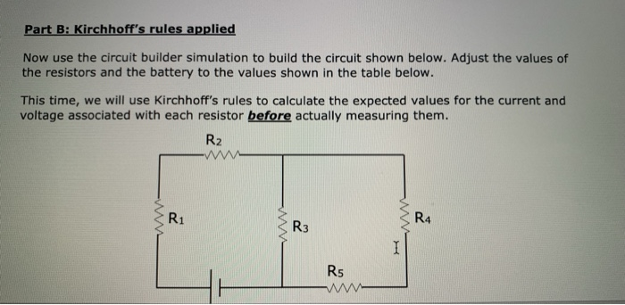 Solved Part B: Kirchhoff's Rules Applied Now Use The Circuit | Chegg.com