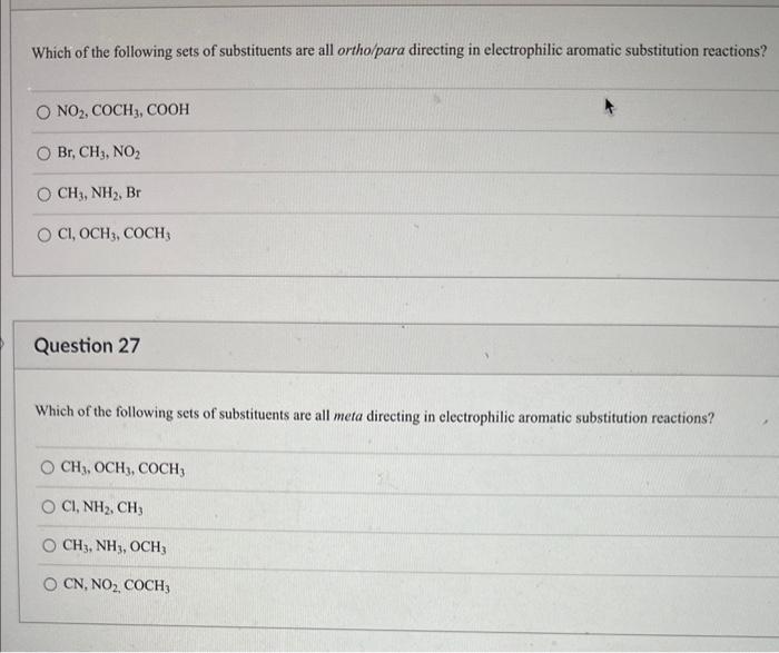 Solved Which Of The Following Sets Of Substituents Are All | Chegg.com