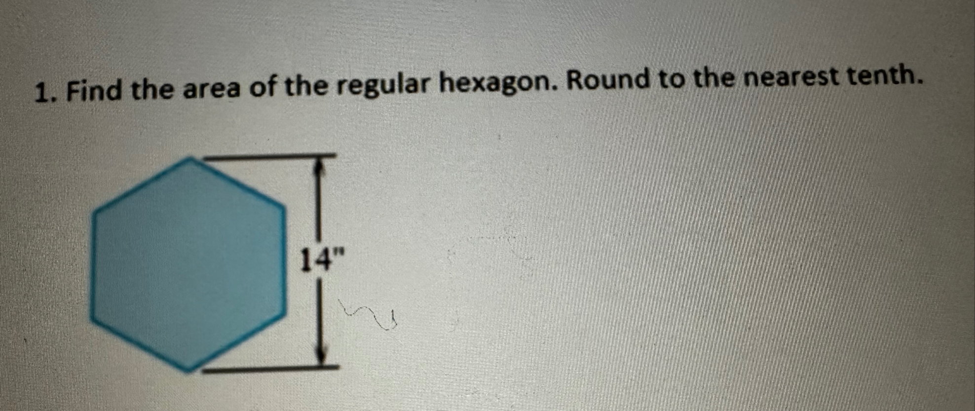 Solved Find the area of the regular hexagon. Round to the | Chegg.com