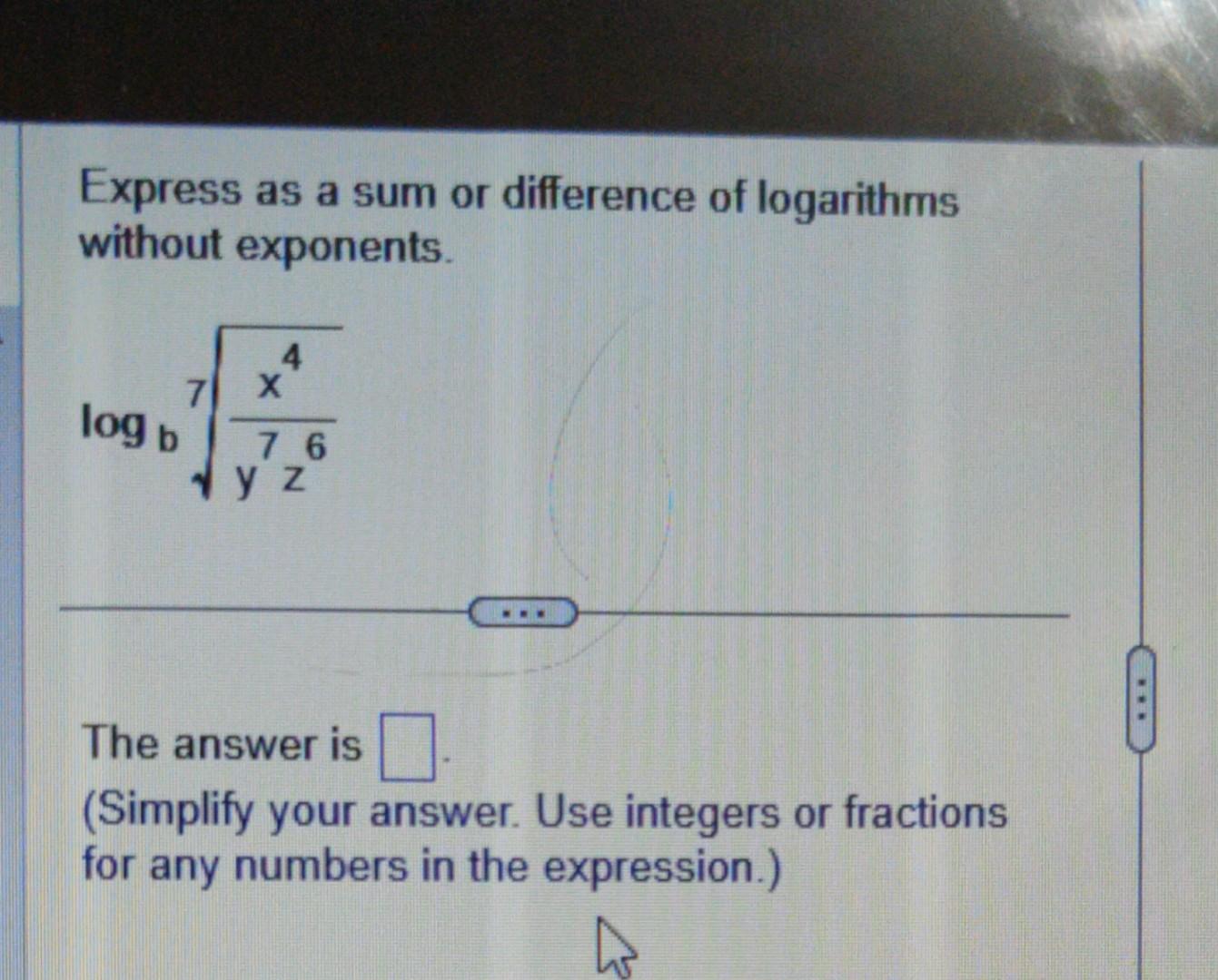 Solved Express as a sum or difference of logarithms without | Chegg.com