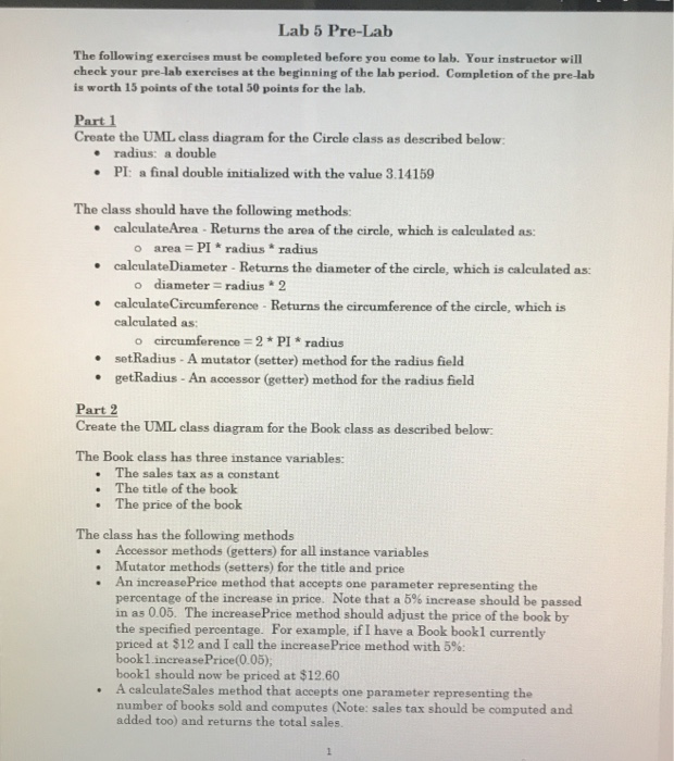 Solved Lab 5 Pre-Lab The following exercises must be | Chegg.com