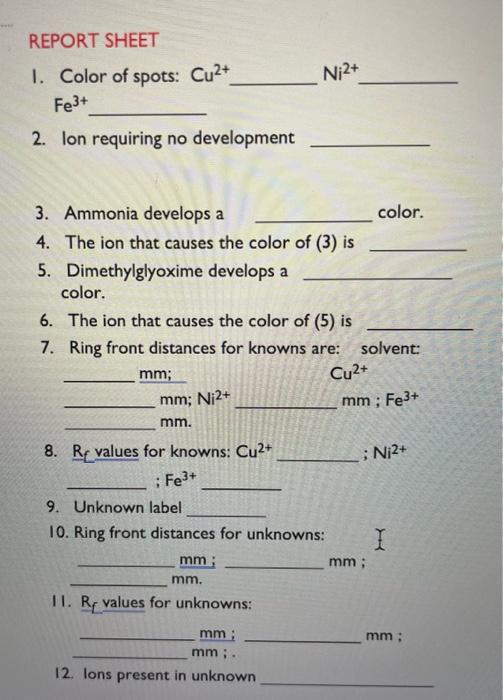 Solved Paper Chromatography DATA Calculate Rf values for