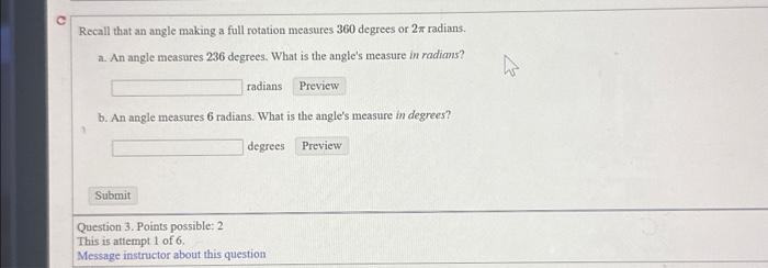 Solved Recall That An Angle Making A Full Rotation Measures