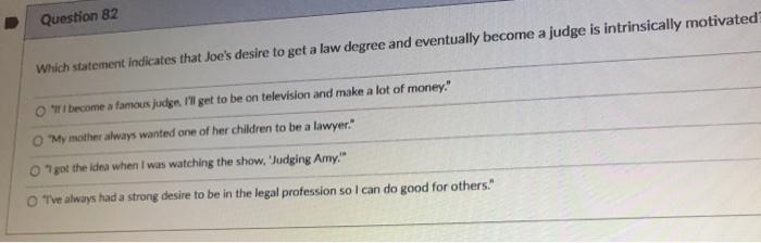 Solved Question 82 Which Statement Indicates That Joe s Chegg