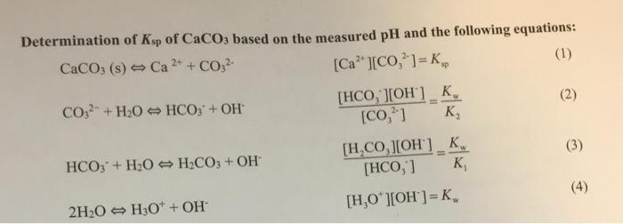 Solved Determination Of Ksp Value Given Concentration Of