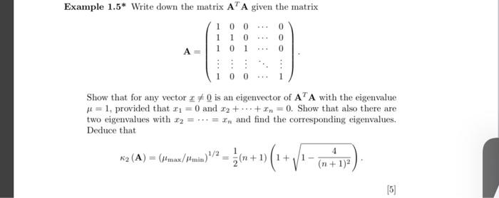Solved Example 1.5* Write down the matrix AT A given the | Chegg.com