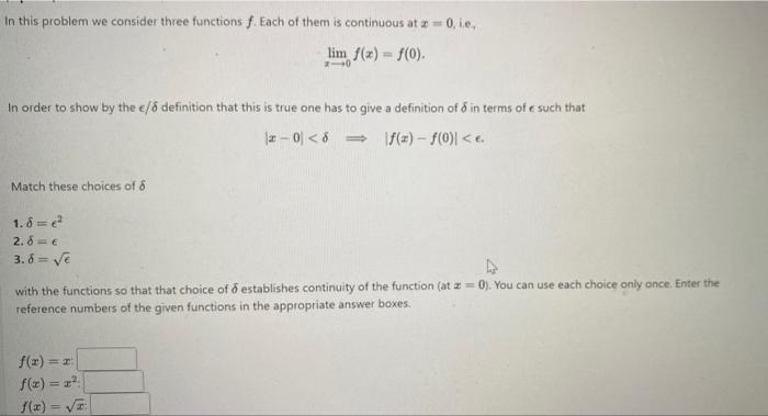 Solved In this problem we consider three functions f. Each | Chegg.com
