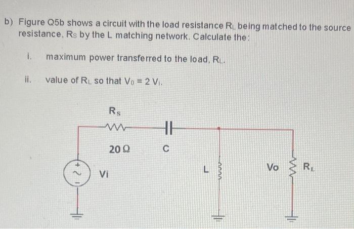 Solved b) Figure Q5b shows a circuit with the load | Chegg.com