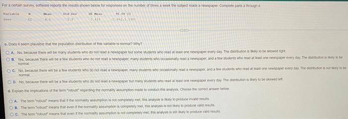 Solved For a certain survey, software reports the results | Chegg.com