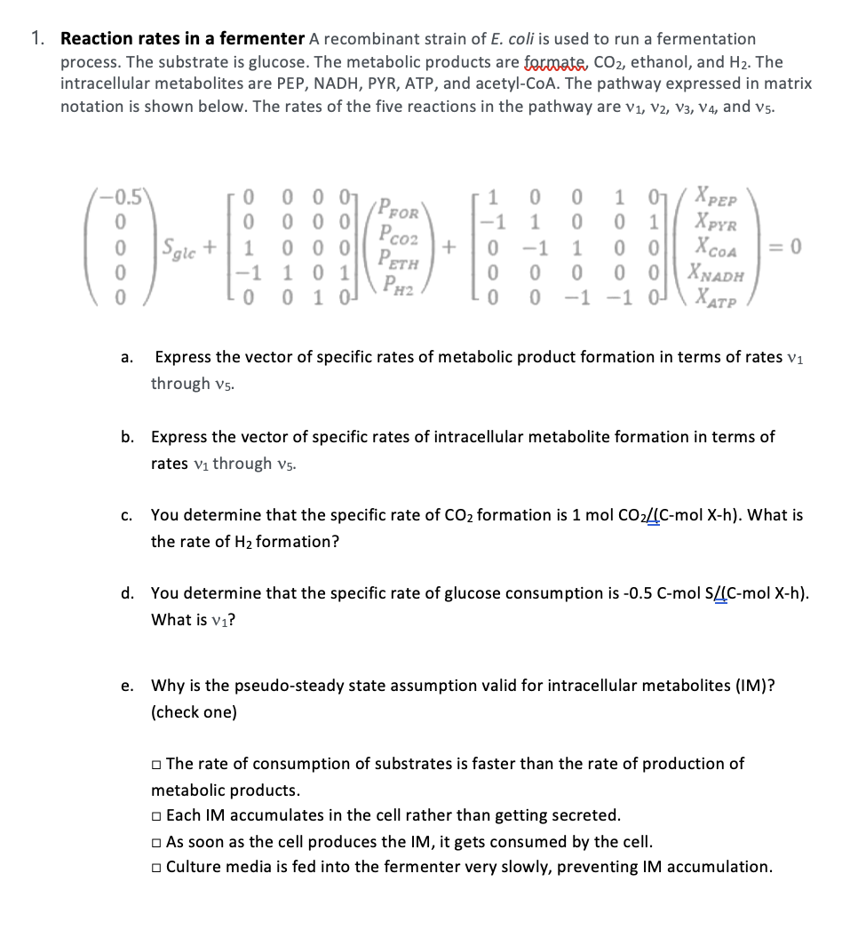 Solved Reaction rates in a fermenter A recombinant strain of | Chegg.com