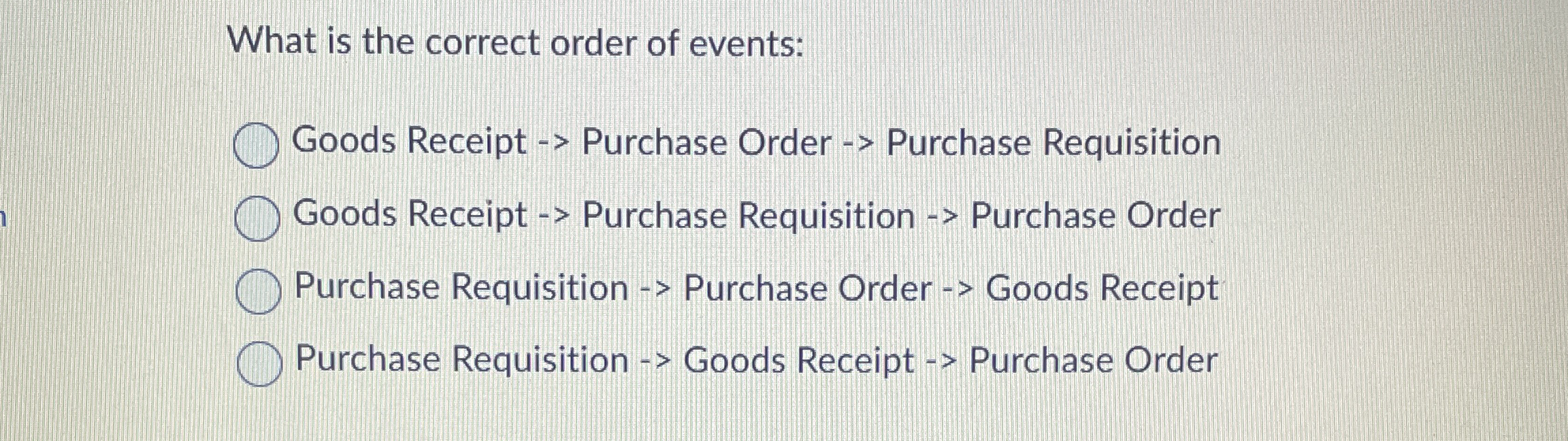 Solved What is the correct order of events:Goods Receipt -> | Chegg.com