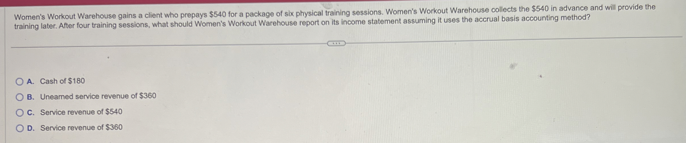 Solved Women's Workout Warehouse gains a client who prepays