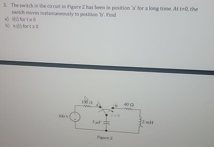 Solved The switch in the circuit in Figure 2 ﻿has been in | Chegg.com