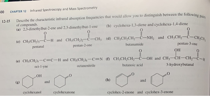 Solved Following Pairs -00 CHAPTER 12 Infrared Spectroscopy | Chegg.com