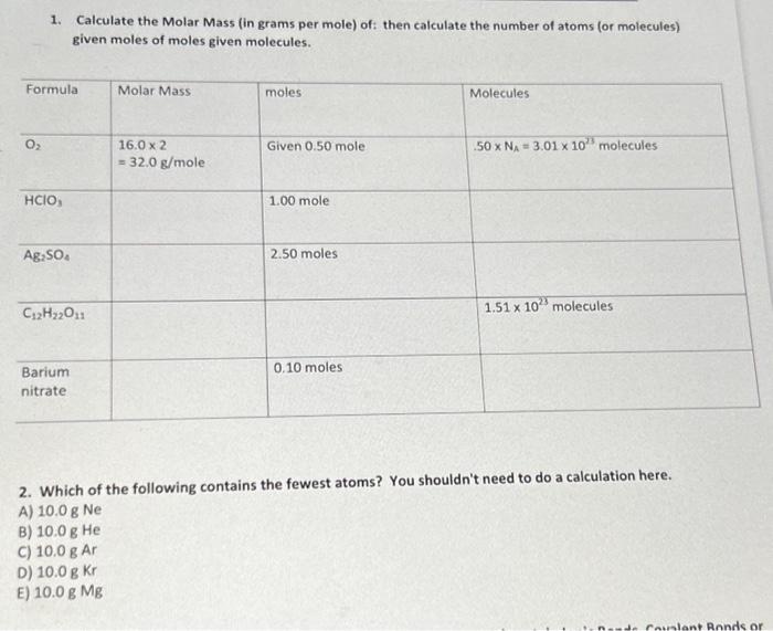 how to calculate the mass in grams of moles