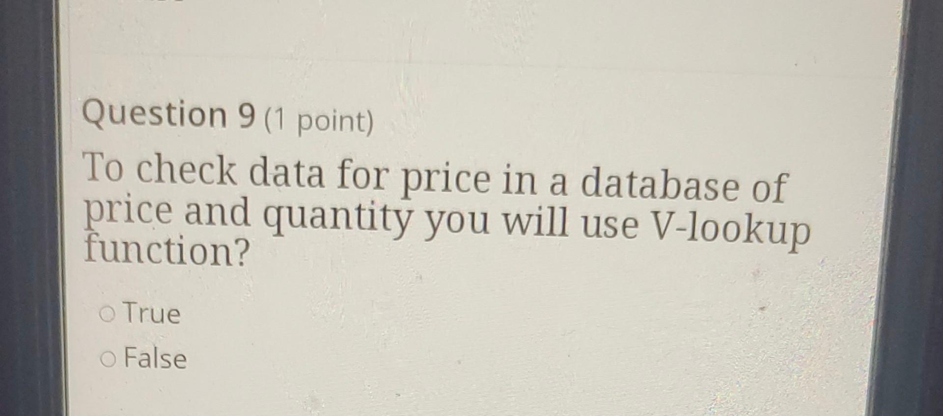 Solved Question 9 (1 point) To check data for price in a | Chegg.com
