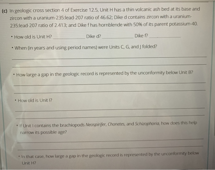 Solved (c) In geologic cross section 4 of Exercise 12.5, | Chegg.com