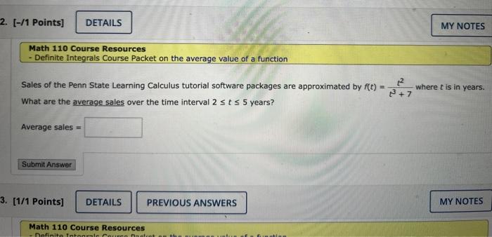 Solved Sales of the Penn State Learning Calculus tutorial | Chegg.com