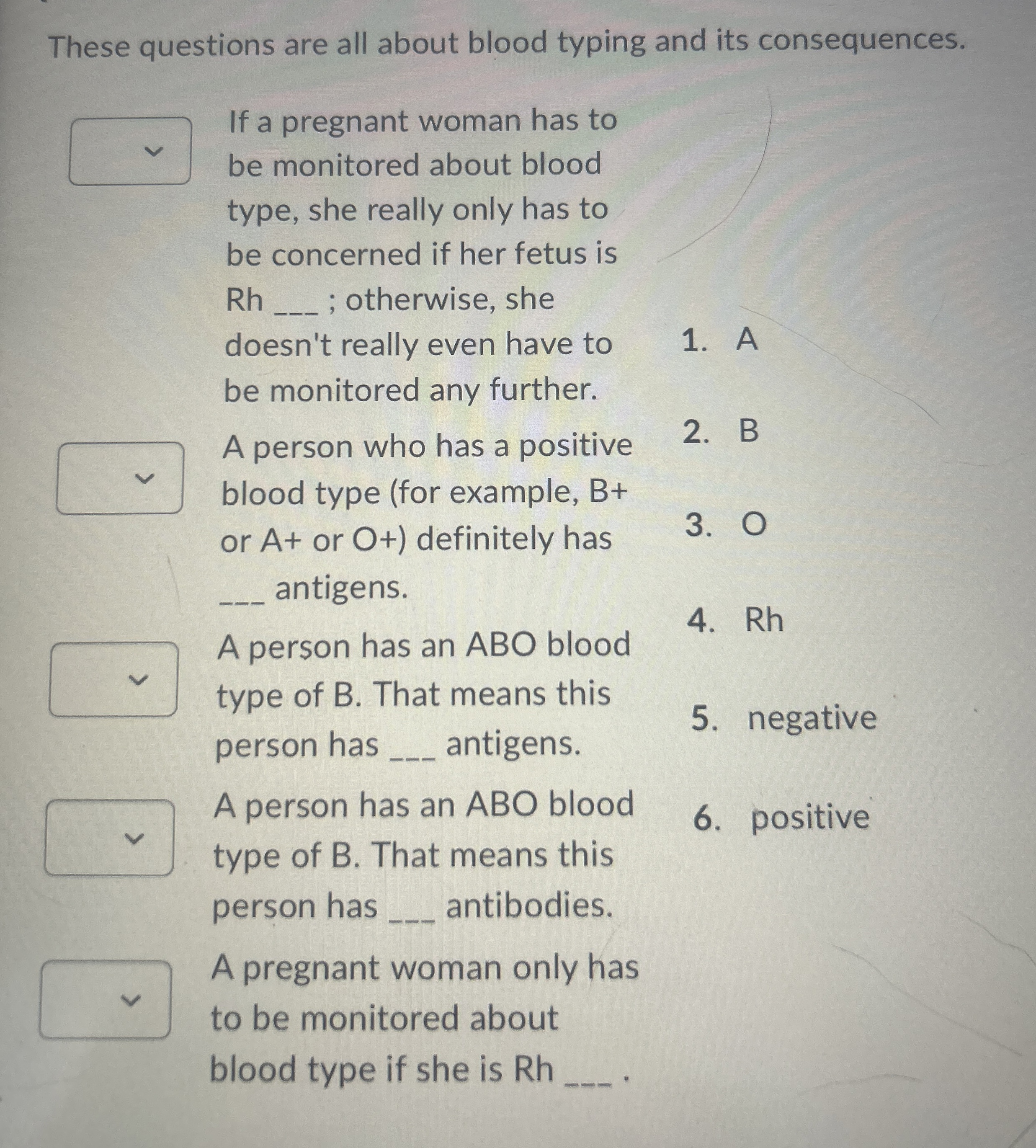 Solved These questions are all about blood typing and its
