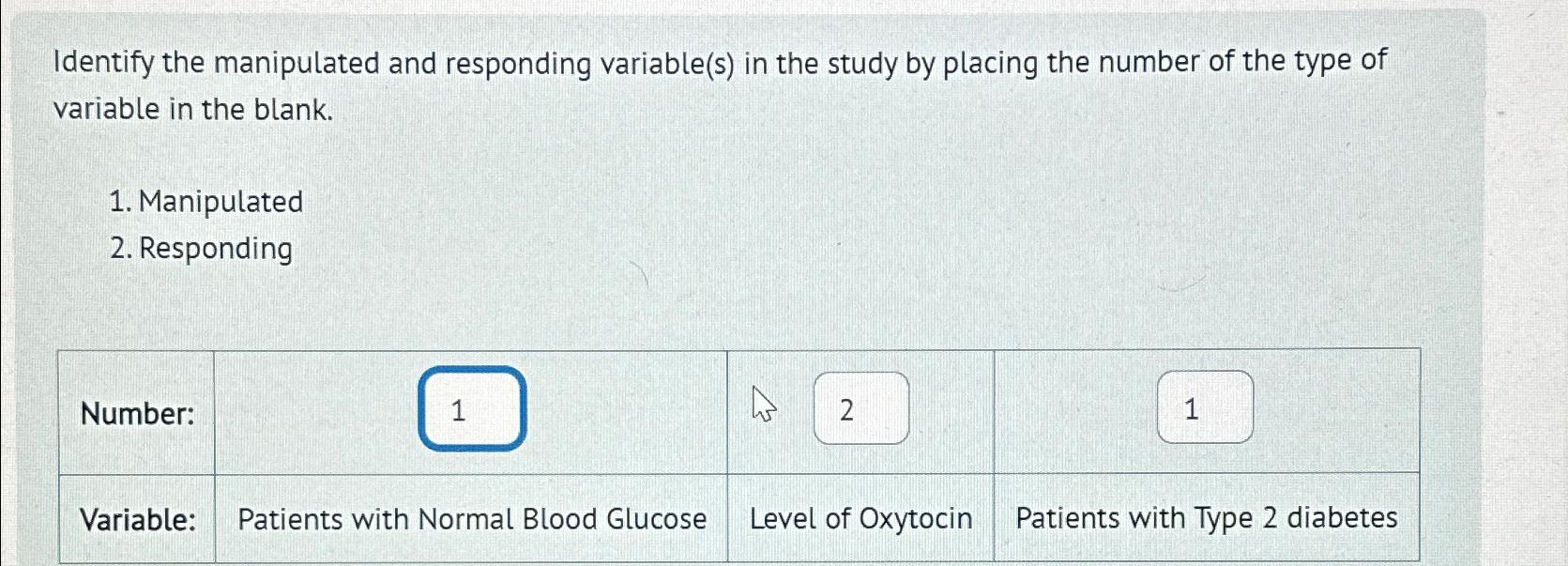 Solved Identify the manipulated and responding variable(s) | Chegg.com