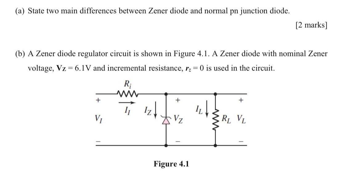 Solved (a) State two main differences between Zener diode