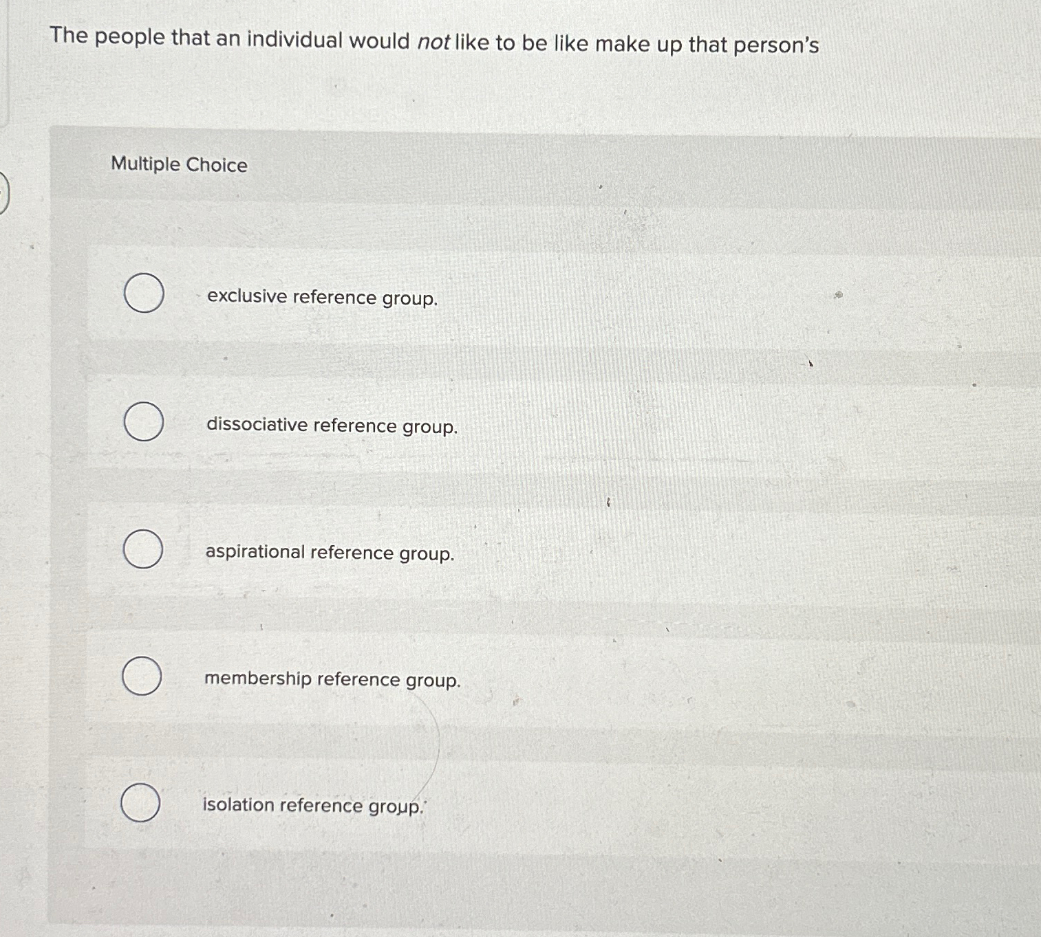 Solved The people that an individual would not like to be | Chegg.com