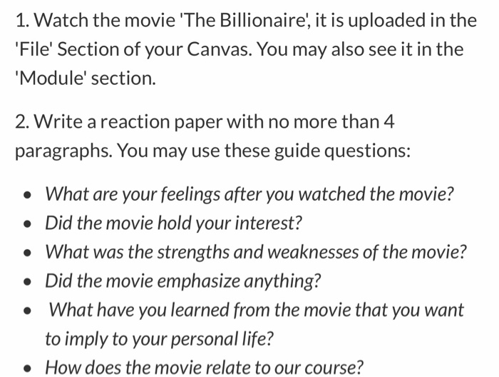 how to write a reaction paper about a movie