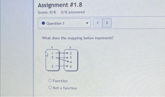 Solved Assignment #1.8 Score: 078 0/8 answered Question 1