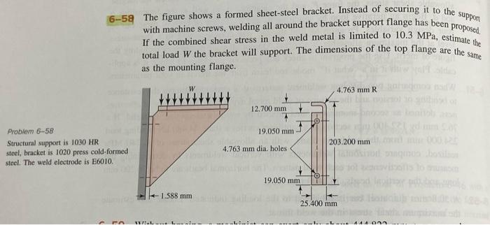 6-58 The figure shows a formed sheet-steel bracket. | Chegg.com