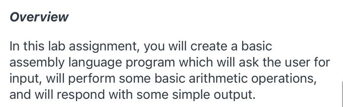 Solved Overview In this lab assignment, you will create a | Chegg.com