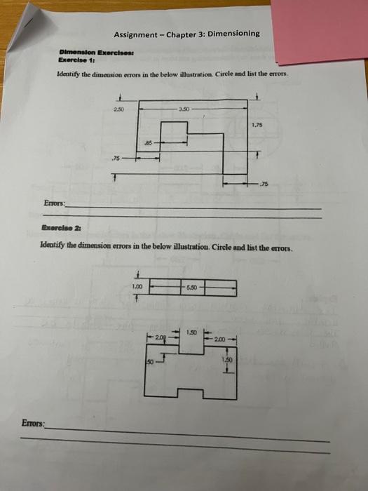 Solved Exerclse it Identify the dimemaion errors in the | Chegg.com