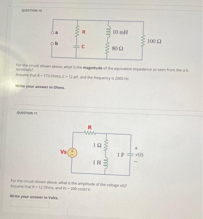 Solved QUESTION 10 For the circuit shown above, what is the | Chegg.com
