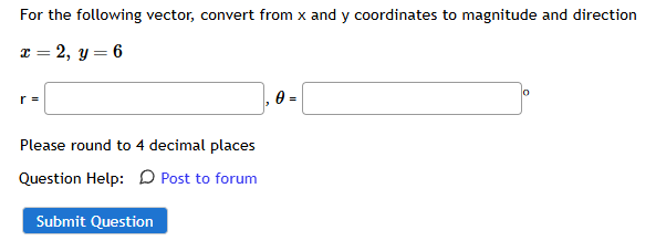 Vector Conversion Questions Solved For the following vector, convert from x and y | Chegg.com